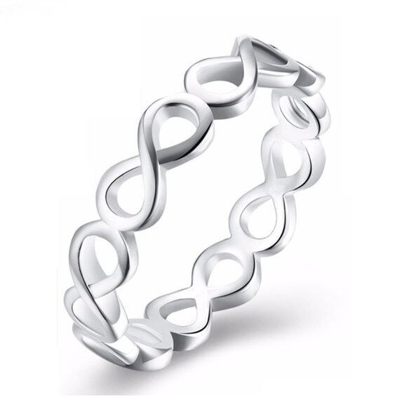 Classic Design 925 Silver Plated Infinity Band Ring, FB16FA1143 - Picture 1 of 5